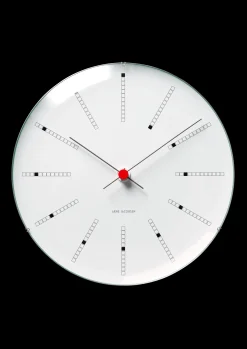 Arne Jacobsen Bankers Vægur Ø29 cm hvid/sort/rød | Køb her Outlet