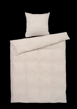 JUNA Bæk&Bølge Lines Sengetøj 150x210cm sand/hvid - Køb her Hot