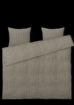 JUNA Bæk&Bølge Sengetøj 220x220 cm sort/sand SE | Køb her Outlet