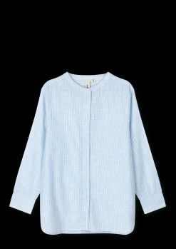 JUNA Monochrome Lines Ida shirt XS lys blå/hvid | Køb her Outlet
