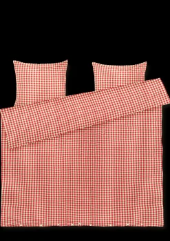JUNA Sengetøj 220x220 cm i rød fra serien Bæk&Bølge Outlet