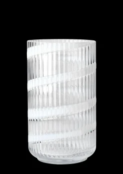 Lyngby Porcelæn Lyngby Vase H25 cm swirl hvid mundblæst glas New