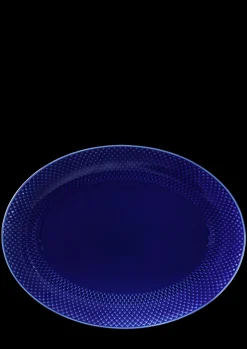 Lyngby Porcelæn Rhombe Color Ovalt serveringsfad mørk blå Online
