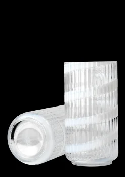 Lyngby Porcelæn Vase H20.5 cm swirl hvid mundblæst glas Hot